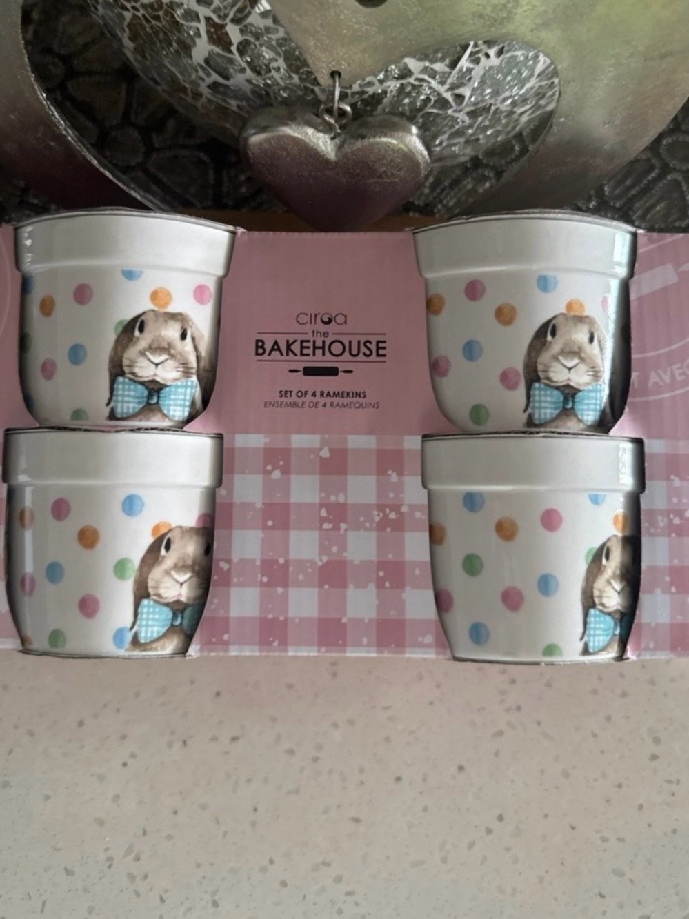 Bunny Polka Dot White Ramekin Set of 4